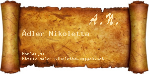 Ádler Nikoletta névjegykártya
